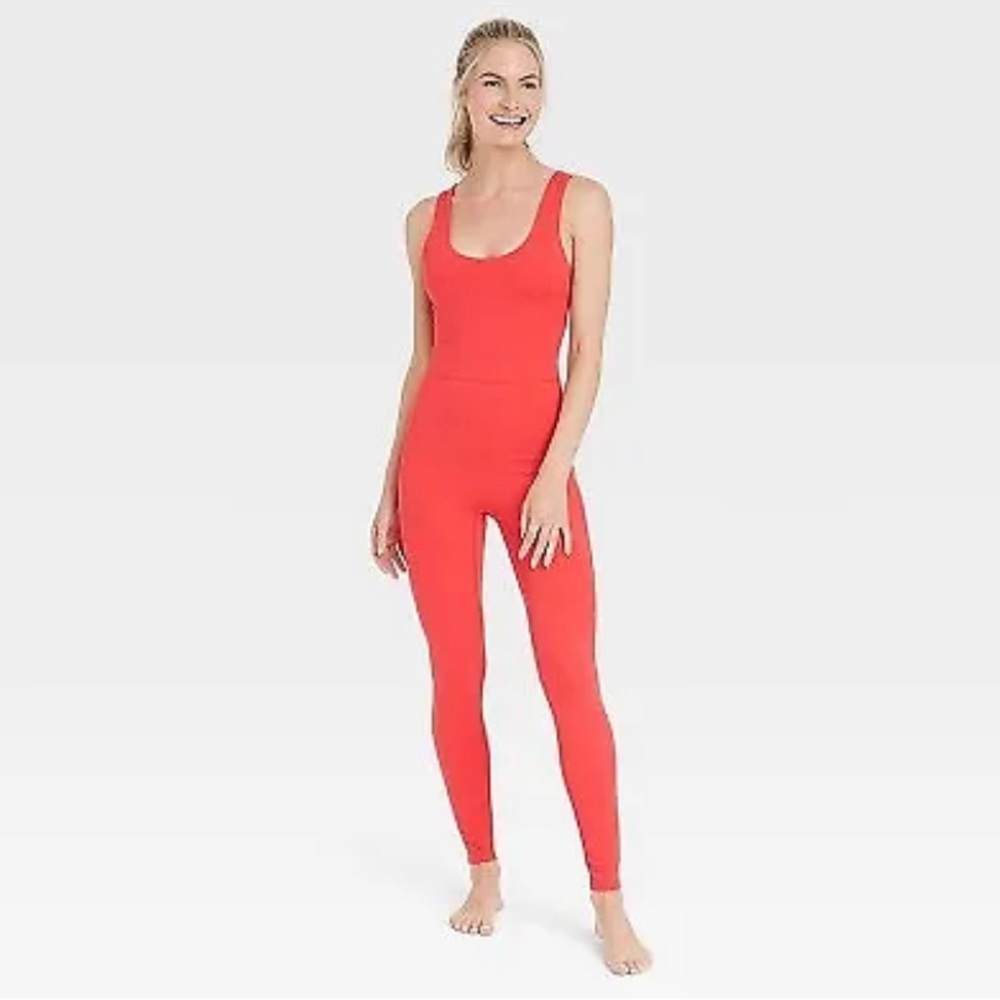 NWT All In Motion Red Bodysuit Yoga Gym Workout Leotard Small ADORABLE